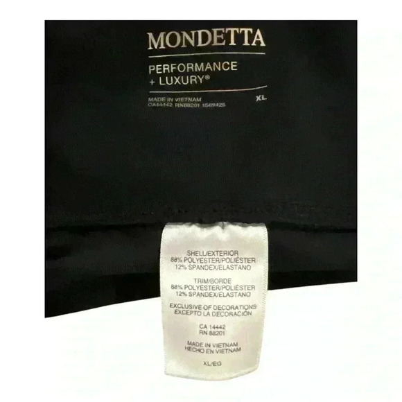 Mondetta Black Leggings with side pockets and striped mesh on legs. Size XL. - Picture 5 of 6